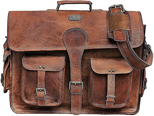 400g 14 Inch Vintage Handmade Leather Messenger Bag For Laptop Briefcase