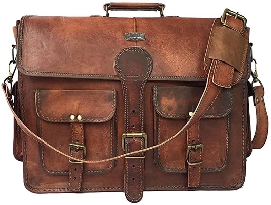 400g 14 Inch Vintage Handmade Leather Messenger Bag For Laptop Briefcase