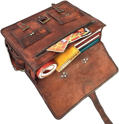 400g 14 Inch Vintage Handmade Leather Messenger Bag For Laptop Briefcase